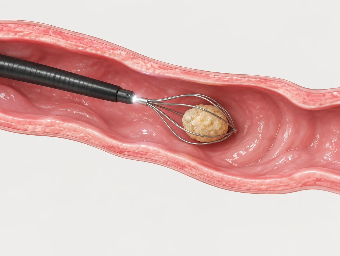 Sialendoscopy: a fine endoscope and wire basket removing a stone from a salivary duct